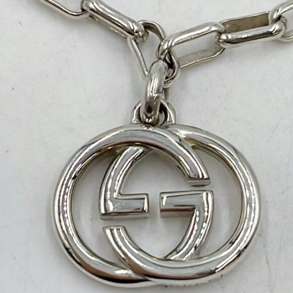 Gucci interlocking Silver 925 GG Charm Bracelet square link Chain - Picture 2 of 6